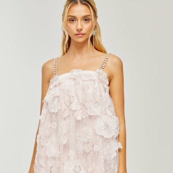 Miss Rosier Valérie Crystal-Embellished Floral Mini Dress in Pink XS NWT - Picture 2 of 7